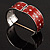 Red Crystal Wide Hinged Enamelled Costume Bangle - view 6