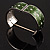 Olive Crystal Wide Hinged Enamelled Costume Bangle - view 6