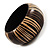 Wide Wood Bangle With Bamboo Stripes (Brown & Beige) - view 3