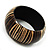 Wide Wood Bangle With Bamboo Stripes (Brown & Beige)
