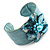 Leather Shell Floral Cuff Bangle (Turquoise) - view 2