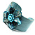 Leather Shell Floral Cuff Bangle (Turquoise) - view 3