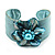 Leather Shell Floral Cuff Bangle (Turquoise)