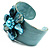 Leather Shell Floral Cuff Bangle (Turquoise) - view 4