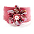 Leather & Shell Floral Cuff Bangle (Pink) - view 2