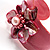 Leather & Shell Floral Cuff Bangle (Pink) - view 4