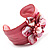 Leather & Shell Floral Cuff Bangle (Pink) - view 5