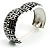 Rhodium Plated Maze Pattern Wide Hinged Bangle (Silver&Black) - view 9