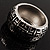 Rhodium Plated Maze Pattern Wide Hinged Bangle (Silver&Black) - view 5