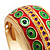 Gold Plated Boho Pattern Enamel Hinged Bangle - view 6