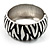 Zebra Print Enamel Wide Hinged Bangle (Black&White)