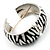 Zebra Print Enamel Wide Hinged Bangle (Black&White) - view 7