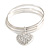 Silver-Tone Crystal Heart Set Of 3 Bangles - view 3