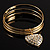Gold-Tone Crystal Heart Set Of 3 Bangles