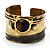 Gold Tiger's Eye Wide Ethnic Cuff Bangle - view 5