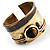 Gold Tiger's Eye Wide Ethnic Cuff Bangle - view 9