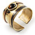 Gold Tiger's Eye Wide Ethnic Cuff Bangle - view 7