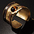 Gold Tiger's Eye Wide Ethnic Cuff Bangle - view 11
