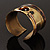 Gold Tiger's Eye Wide Ethnic Cuff Bangle - view 4