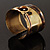 Gold Tiger's Eye Wide Ethnic Cuff Bangle - view 15