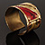 Two-Tone Diagonal Wide Ethnic Cuff (Antique Gold&Red) - view 13