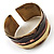 Wavy Pattern Chunky Ethnic Cuff Bangle (Brown, Gold&Copper) - view 12
