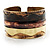 Wavy Pattern Chunky Ethnic Cuff Bangle (Brown, Gold&Copper) - view 2