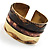 Wavy Pattern Chunky Ethnic Cuff Bangle (Brown, Gold&Copper) - view 4