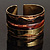 Wavy Pattern Chunky Ethnic Cuff Bangle (Brown, Gold&Copper)