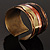 Wavy Pattern Chunky Ethnic Cuff Bangle (Brown, Gold&Copper) - view 10