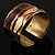 Wavy Pattern Chunky Ethnic Cuff Bangle (Brown, Gold&Copper) - view 6