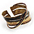 Cross Bars Ethnic Cuff Bangle (Antique Gold&Brown, Red) - view 8