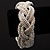 Rhodium Plated Wide Braided Fashion Bangle Bracelet - view 5