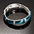 Silver Tone Curvy Enamel Crystal Hinged Bangle (Teal,Green,Turquoise colour) - view 8