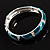 Silver Tone Curvy Enamel Crystal Hinged Bangle (Teal,Green,Turquoise colour) - view 3