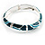 Silver Tone Curvy Enamel Crystal Hinged Bangle (Teal,Green,Turquoise colour) - view 2