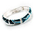 Silver Tone Curvy Enamel Crystal Hinged Bangle (Teal,Green,Turquoise colour) - view 9