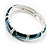 Silver Tone Curvy Enamel Crystal Hinged Bangle (Teal,Green,Turquoise colour) - view 10
