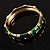 Gold Plated Segmental Enamel Hinged Bangle (Green&Olive) - view 5