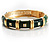 Gold Plated Segmental Enamel Hinged Bangle (Green&Olive) - view 11