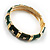 Gold Plated Segmental Enamel Hinged Bangle (Green&Olive) - view 4
