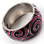 Black&Deep Pink Enamel Swirl Pattern Hinged Bangle - view 4