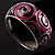 Black&Deep Pink Enamel Swirl Pattern Hinged Bangle - view 8