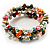 3 Strand Multicoloured Freshwater Pearl Wrap Bangle Bracelet (6mm)