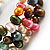 3 Strand Multicoloured Freshwater Pearl Wrap Bangle Bracelet (6mm) - view 2