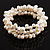 3 Strand Snow White Freshwater Pearl Wrap Bangle Bracelet (6mm)