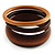 Boho Style Wood Bangles - Set of 3 (Brown&Cream)