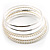 Smooth & Imitation Pearl Beaded Bangles - Set of 4 (Silver & Light Cream) - view 2