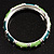 Green Crystal Segmental Hinged Bangle Bracelet (Silver Tone) - view 5