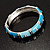 Sky Blue Crystal Segmental Hinged Bangle Bracelet (Silver Tone) - view 5